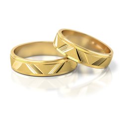 Elegantní sada snubních prstenů ze zlata s gravírováním