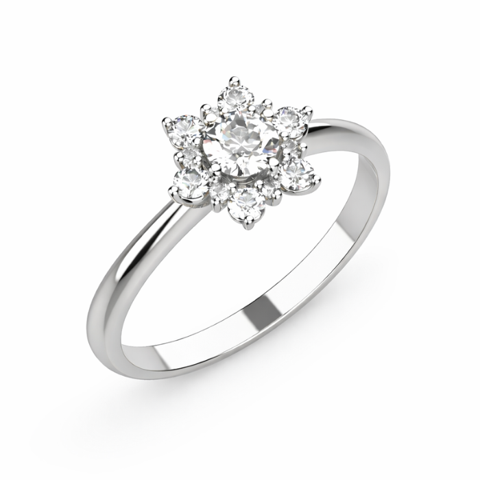 Halo prsten s přírodními diamanty ze bílého zlata