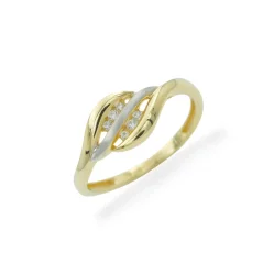 Elegantní kombinovaný zlatý prsten se zirkony