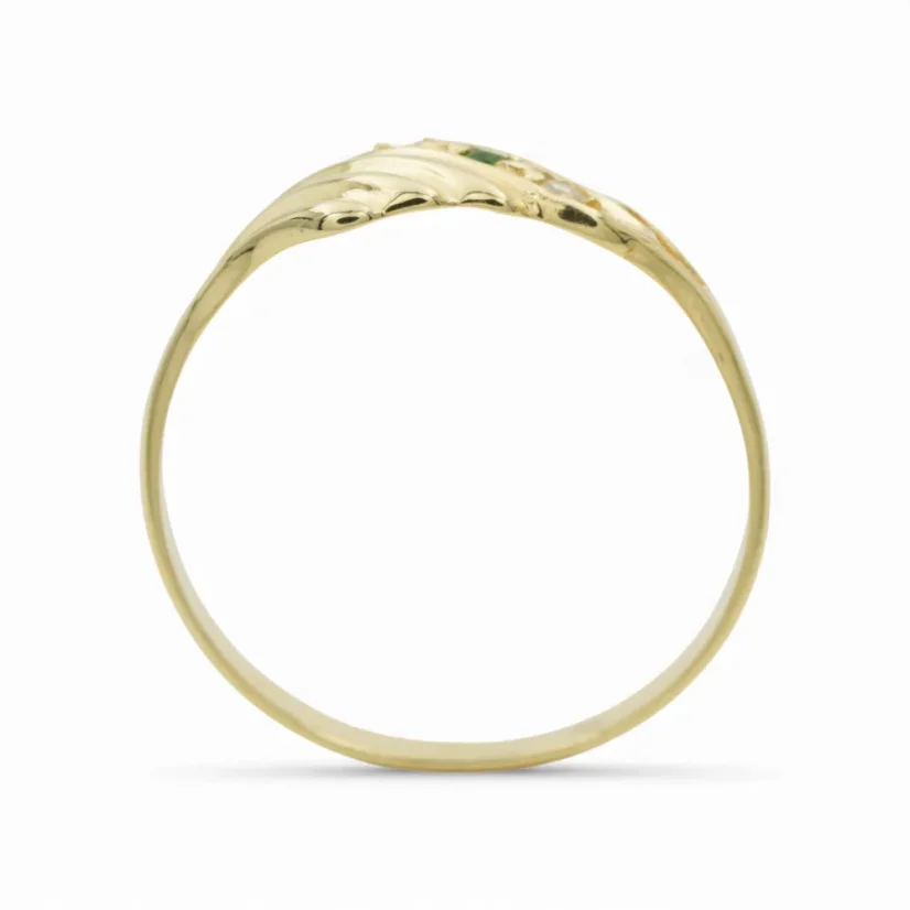 Zlatý prsten s kombinovanými zirkony 1,53g