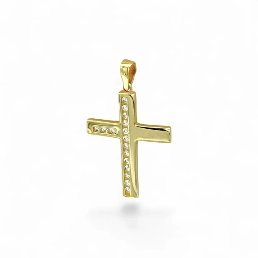 Zlatý přívěsek Kříž se zirkony 1,79g