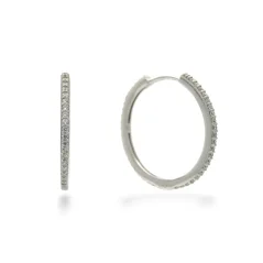 Stříbrné kruhové náušnice 2,2cm s čirými zirkony