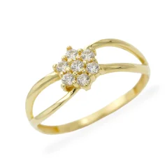 Zlatý prsten s hvězdou z čirých zirkonů 1,34g
