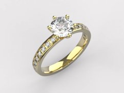 Luxusní zásnubní prsten s 1 ct diamantem ve žlutém zlatě
