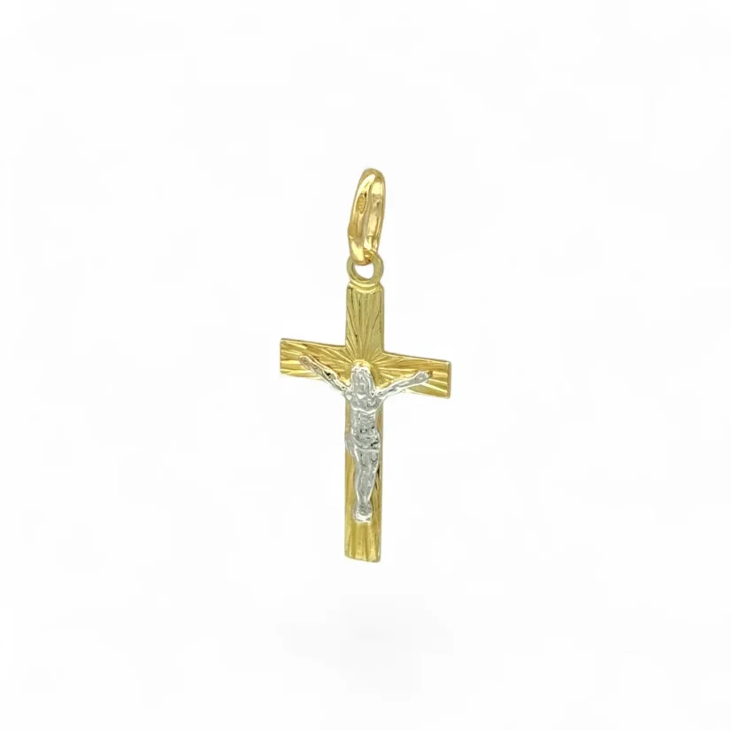 Zlatý přívěsek Kříž s Ježíšem kombinovaný 1,60g