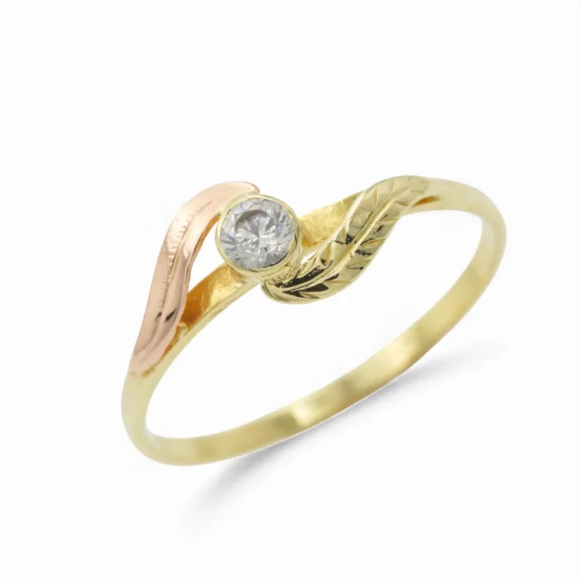 Vintage prsten z kombinovaného zlata se zirkonem 0,97g