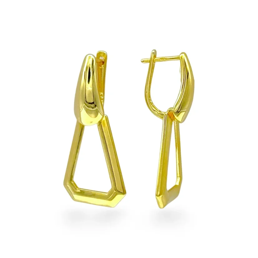 Luxusní zlaté náušnice visací geometrické 4,62g