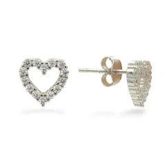 Stříbrné náušnice se srdíčky zdobené zirkony