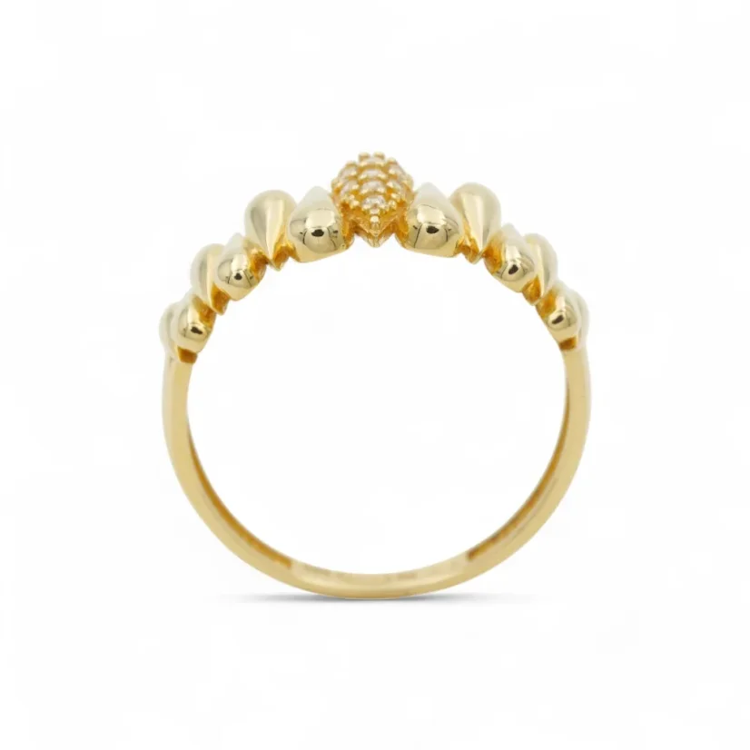 Designový zlatý prsten se zirkony - Velikost: 53