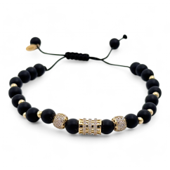Šňůrkový náramek se zlatem a korálky 3,52g