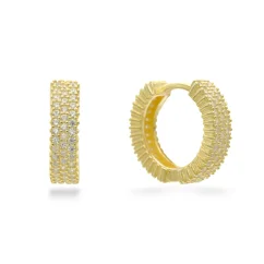 Stříbrné pozlacené kruhové náušnice 1,5cm se zirkony