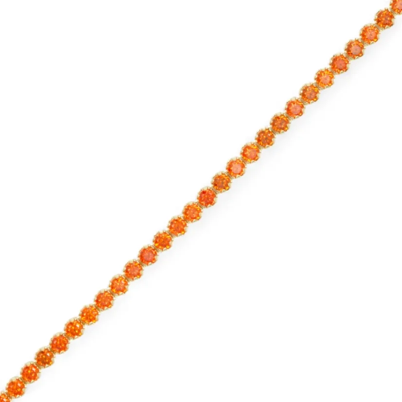 Zlatý tenisový náramek s oranžovými zirkony 18cm