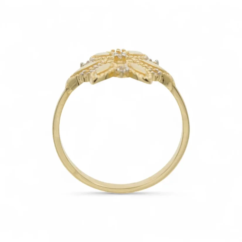 Zlatý prsten hvězda se zirkony - Velikost: 55