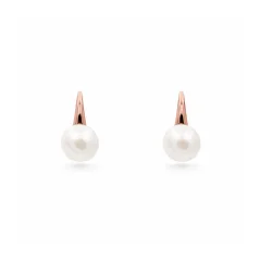 Stříbrné patentové náušnice s perlou rose gold