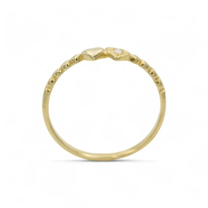 Zlatý prsten srdíčka s diamantem 0,03ct v.59 1,59g