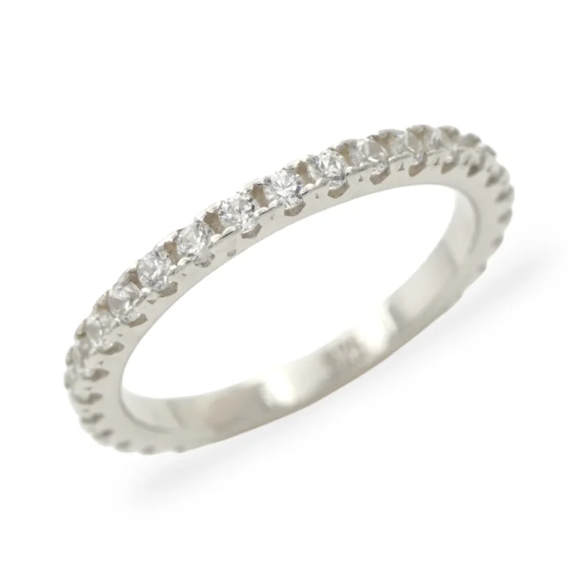 Stříbrný prsten eternity se zirkony - Velikost: 47