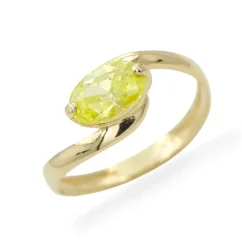 Zlatý prsten s oválným zeleným zirkonem 1,51g