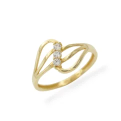 Zlatý prsten s čirými zirkony