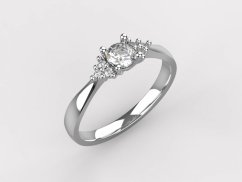 Zlatý zásnubní prsten s čirými diamanty