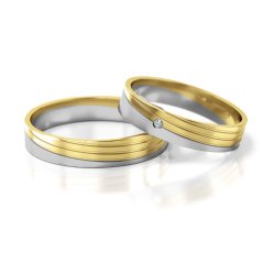 Set snubních prstenů z kombinovaného zlata s diamantem