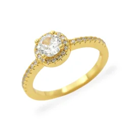 Stříbrný pozlacený prsten se zirkony Clarity