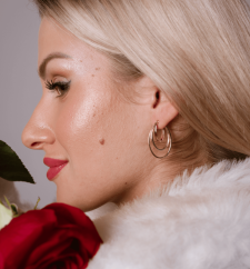 Zlaté oválné trojité náušnice z kombinovaného zlata