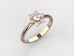 Halo prsten s přírodními diamanty z růžového zlata