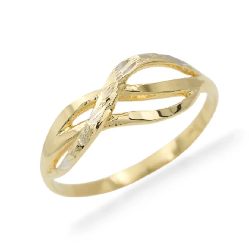 Elegantní zlatý prsten s proplétaným motivem nekonečna 1,26g