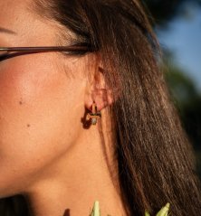 Zlaté náušnice kruhové 1,9cm s kamínky 4,79g