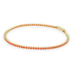 Zlatý tenisový náramek s oranžovými zirkony 18cm