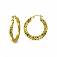 Luxusní zlaté náušnice Kruhy 1,9 cm zdobené 4,50g