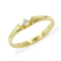 Pozlacený stříbrný prsten s kulatým zirkonem