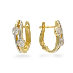 Zlaté kombinované náušnice s čirými zirkony 3,26g
