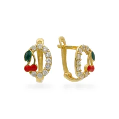 Dětské zlaté náušnice třešničky s kamínky 1,20g