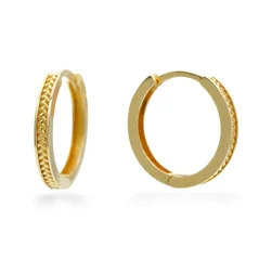 Zlaté náušnice Kruhy 1,4 cm s reliéfem 2,48g