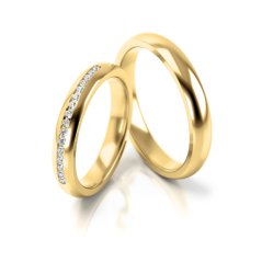 Minimalistická souprava snubních prstenů s diamanty