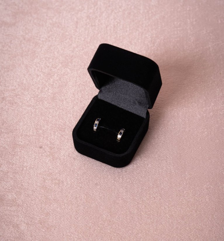 Zlaté kruhové náušnice 1,1cm se Safíry 1,27g