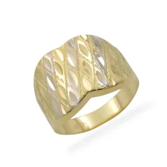 Zlatý prsten s bílým zlatem a gravírováním 2,32g