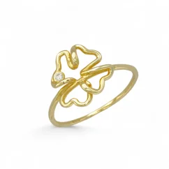 Zlatý prsten Čtyřlístek s kamínkem 1,24g