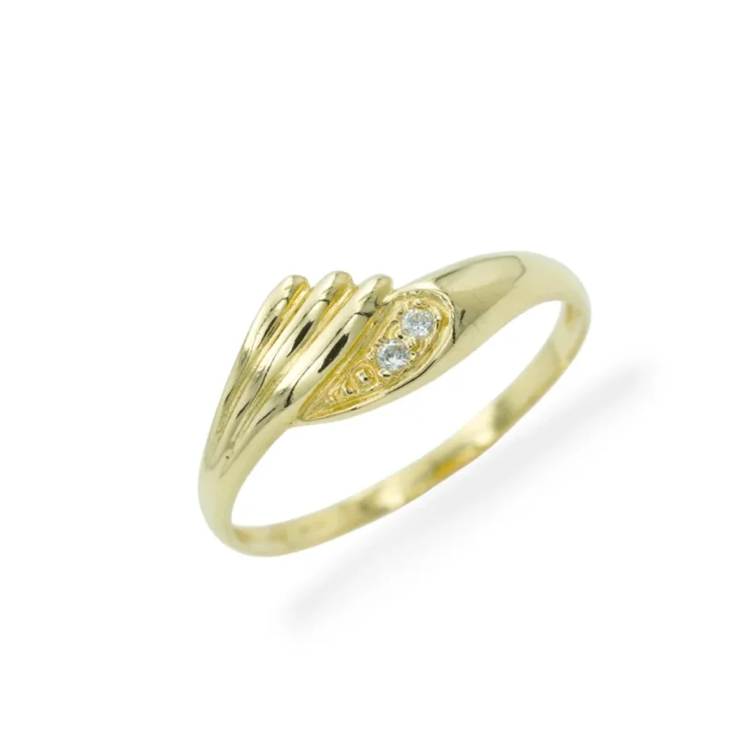Zlatý prsten s čirými zirkony 1,76g