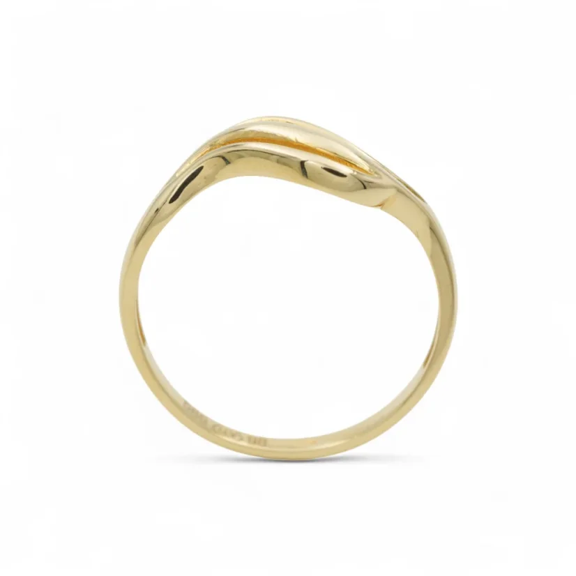 Elegantní zlatý prsten s vlnkou - Velikost: 54