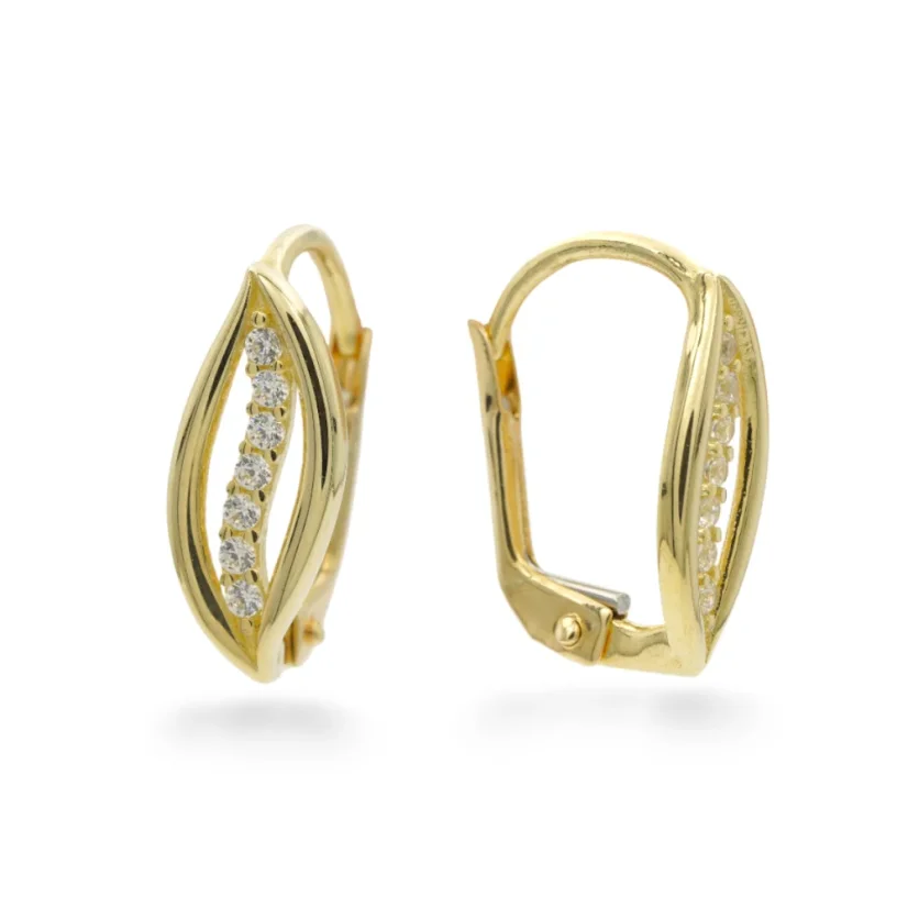 Elegantní zlaté náušnice se zirkony 1,84g