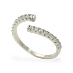 Designový otevřený stříbrný prsten se zirkony