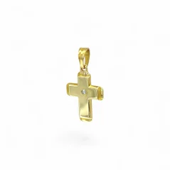 Zlatý přívěsek Křížek s bílým kamínkem 2,18g
