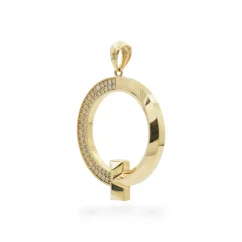Zlatý přívěsek kulatý se zirkony
