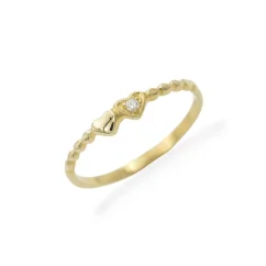 Zlatý prsten srdíčka s diamantem 0,03ct v.59 1,59g