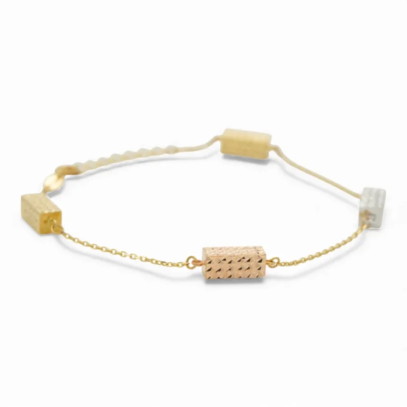 Zlatý náramek kombinovaný gravírovaný 17-19cm 1,83g