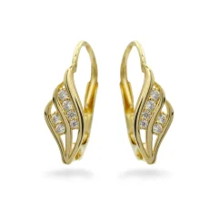 Zlaté patentové náušnice s čirými zirkony 1,55g
