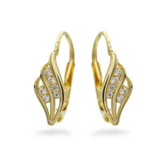 Zlaté patentové náušnice s čirými zirkony 1,55g