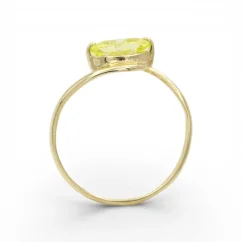 Zlatý prsten s oválným zeleným zirkonem 1,51g